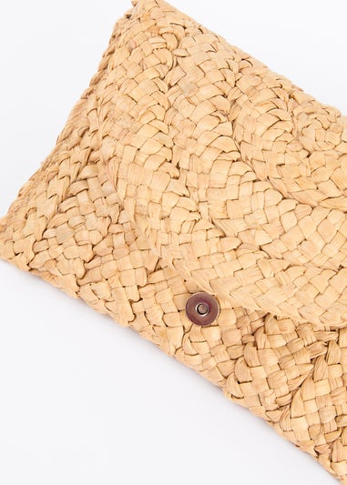 Blue Vanilla Beige Woven Clutch Bag