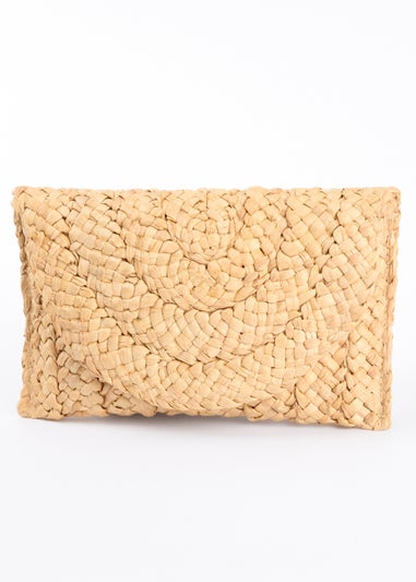 Blue Vanilla Beige Woven Clutch Bag