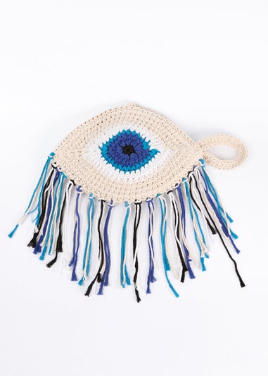 Blue Vanilla Stone Evil Eye Tassel Bag