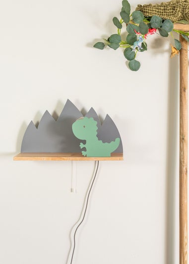 ValueLights Green and Grey Dinosaur Shelf Light (26cm x 46cm x 12cm)