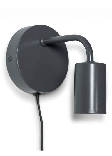 ValueLights Jordy Charcoal Colour Pop Plug In Wall Light (13cm x 14cm x 10cm)