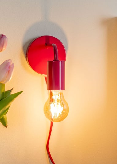 ValueLights Jordy Raspberry Colour Pop Plug In Wall Light