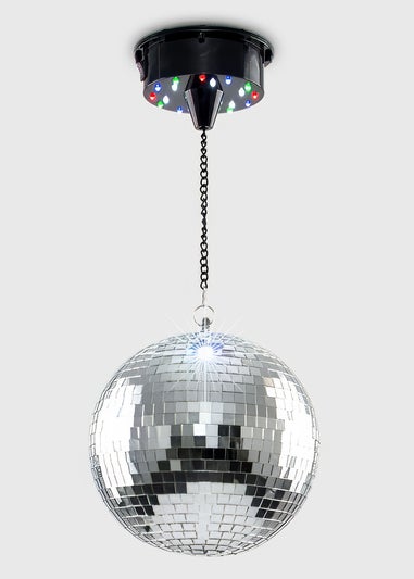 ValueLights Silver Rotating Disco Mirror Ball Ceiling Light (50cm x 20cm)