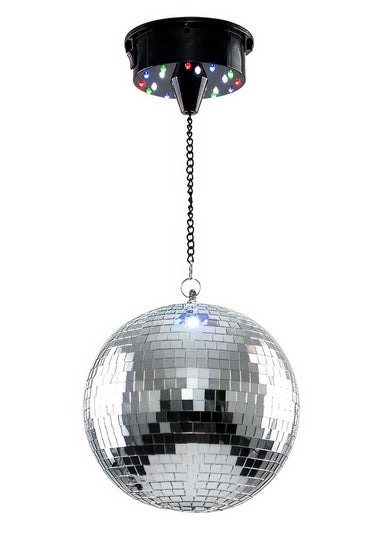 ValueLights Silver Rotating Disco Mirror Ball Ceiling Light (50cm x 20cm)