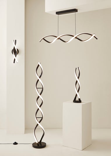 ValueLights Infinity Matt Black Double Twist LED Ceiling Light (100cm x 97cm x 11cm)