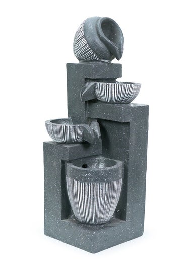 ValueLights Grey Logs Design Solar Water Fountain (49.5cm x 18cm x 19cm)