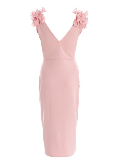Quiz Pink Ruffle Wrap Midi Dress