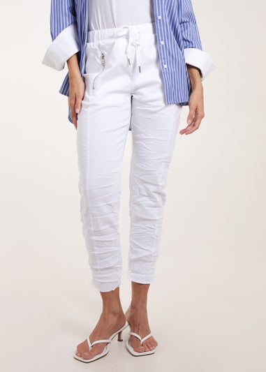 Blue Vanilla White Zip Drawstring Trousers