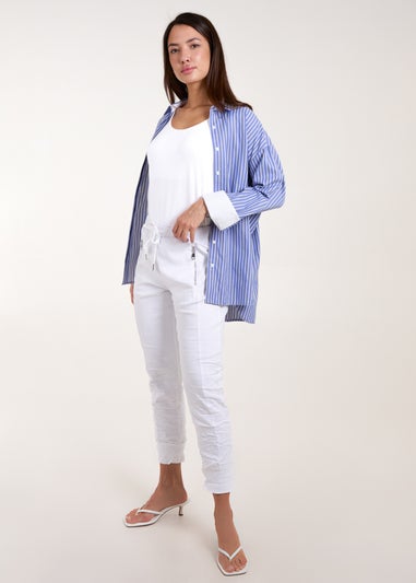 Blue Vanilla White Zip Drawstring Trousers