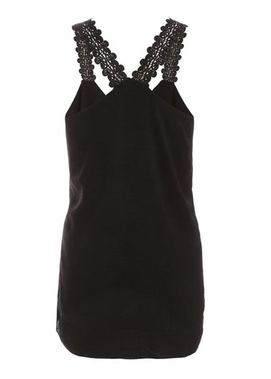 Quiz Black Crochet Strap Vest Top - Matalan