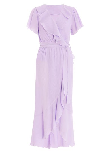 Quiz Lilac Crinkle Frill Midaxi Dress