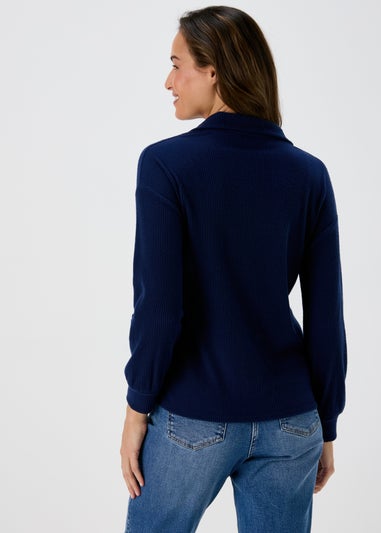 Navy Collared Top