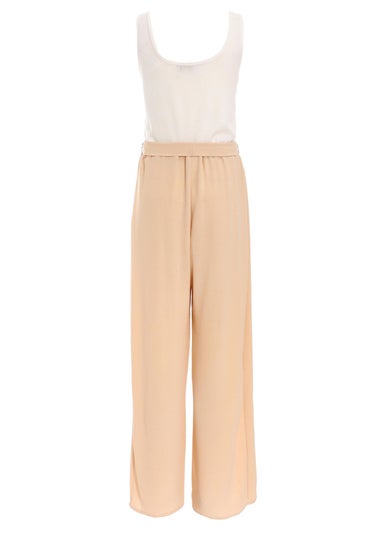 Quiz Stone Contrast Ribbed Palazzo Jumpsuit