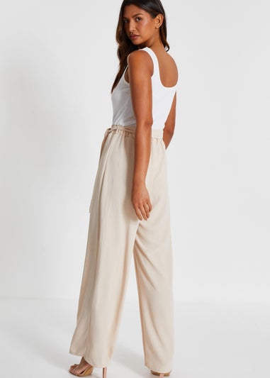 Quiz Stone Contrast Ribbed Palazzo Jumpsuit