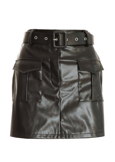 Quiz Black Faux Leather Skort