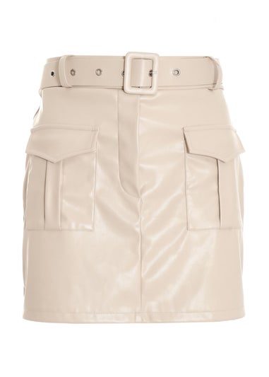 Quiz Stone Faux Leather Skort