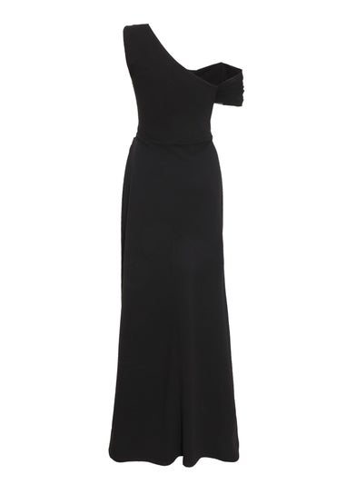 Quiz Black Asymmetric Cowl Neck Maxi Dress