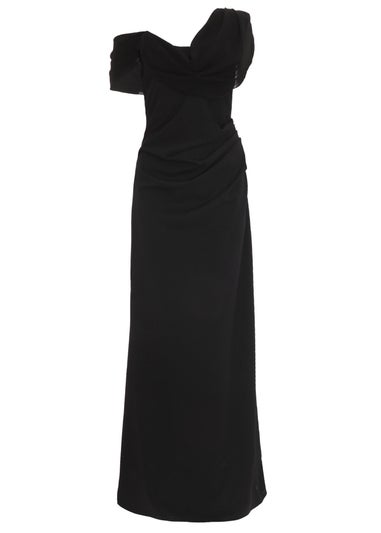 Quiz Black Asymmetric Cowl Neck Maxi Dress