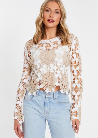 Quiz Stone Contrast Crochet Top