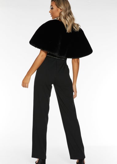 Quiz Black Faux Fur Wrap