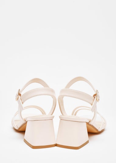 Quiz Natural Faux Leather Block Heel Sandal