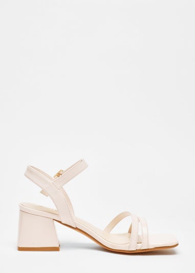 Quiz Natural Faux Leather Block Heel Sandal