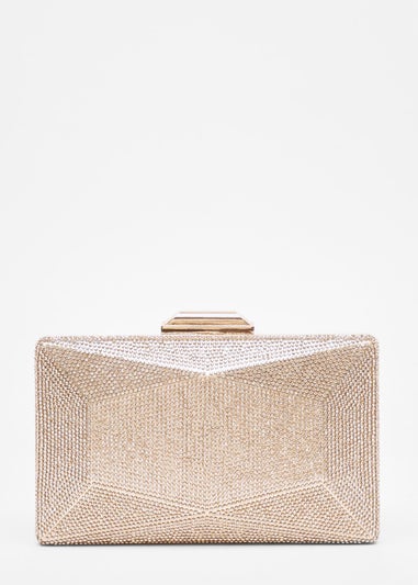 Quiz Gold Diamante Geometric Box Bag