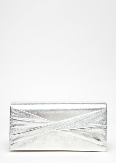 Quiz Silver Foil Twist Clutch Bag