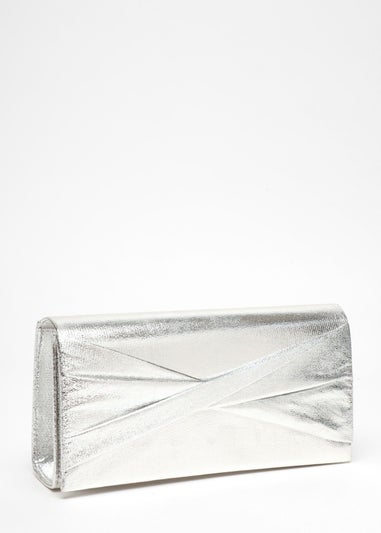 Quiz Silver Foil Twist Clutch Bag