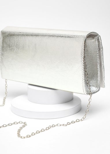 Quiz Silver Foil Twist Clutch Bag