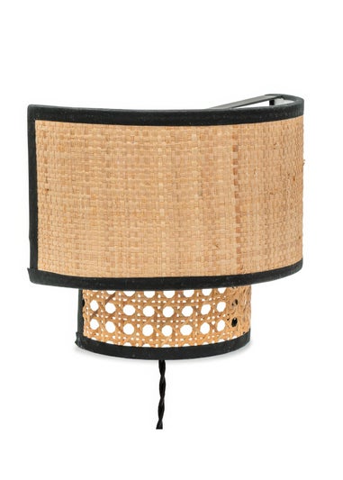 ValueLights Natural Grant Cane Plug In Wall Light (10cm x 17cm x 20.5cm)