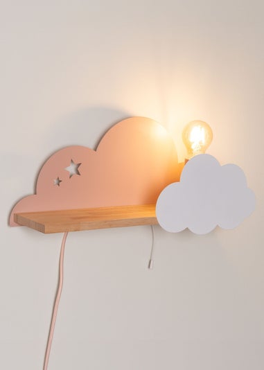 ValueLights Pink and White Cloud Shelf  Wall Light (20cm x 46cm x 12cm)