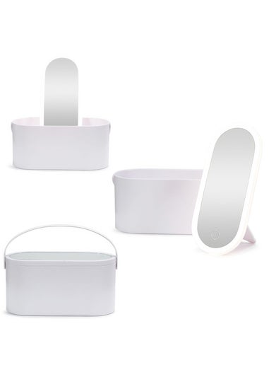 ValueLights White LED Make Up Mirror Storage Carry Box (11.4cm x 24cm x 10.5cm)