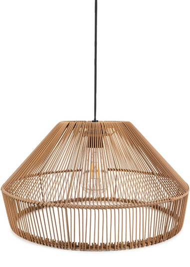 ValueLights Brown Rattan Solar Pendant Lamp (22cm x 40cm x 40cm)