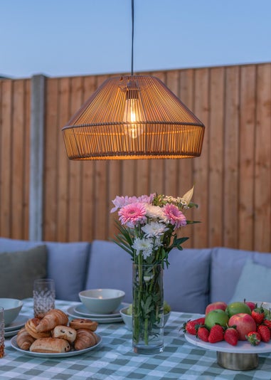 ValueLights Brown Rattan Solar Pendant Lamp (22cm x 40cm x 40cm)