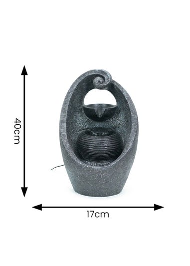 ValueLights Grey Swirl Design Solar Water Fountain (40cm x 17cm x 25cm)
