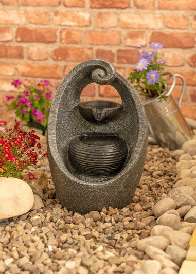 ValueLights Grey Swirl Design Solar Water Fountain (40cm x 17cm x 25cm)