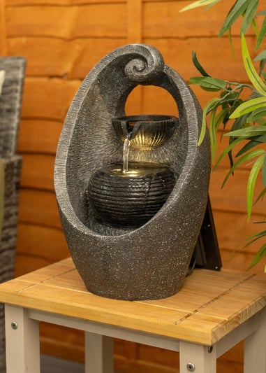 ValueLights Grey Swirl Design Solar Water Fountain (40cm x 17cm x 25cm)