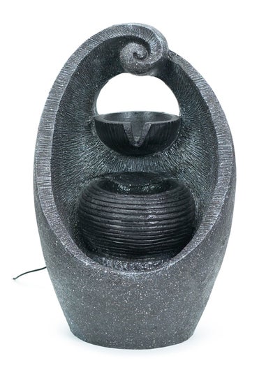 ValueLights Grey Swirl Design Solar Water Fountain (40cm x 17cm x 25cm)