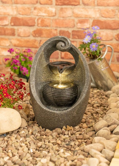 ValueLights Grey Swirl Design Solar Water Fountain (40cm x 17cm x 25cm)