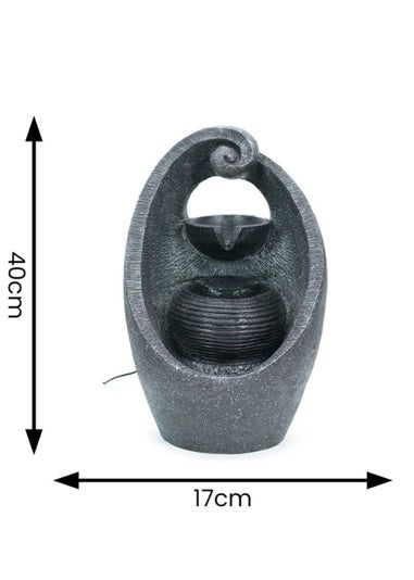 ValueLights Grey Swirl Design Solar Water Fountain (40cm x 17cm x 25cm)