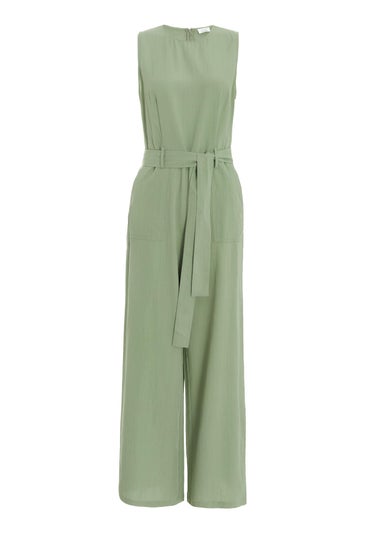 Quiz Green Khaki Linen Look Culotte Jumpsuit