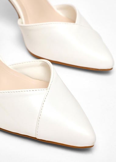 Quiz White Faux Leather Court Heels