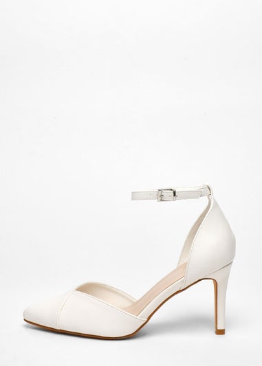 Quiz White Faux Leather Court Heels