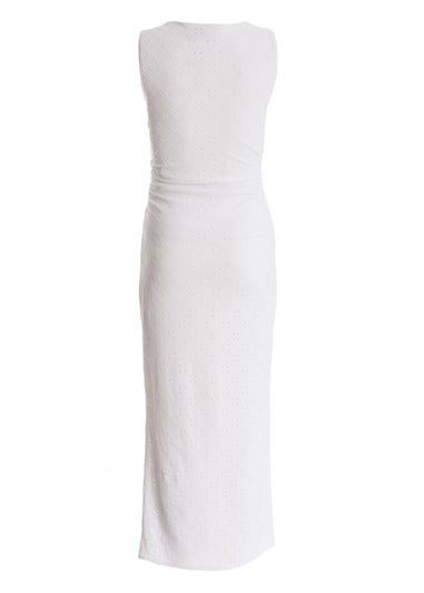 Quiz White Embroidered Bodycon Midaxi Dress