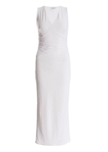 Quiz White Embroidered Bodycon Midaxi Dress