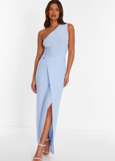 Quiz Blue Asymmetric Wrap Maxi Dress
