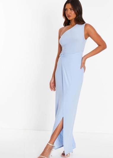 Quiz Blue Asymmetric Wrap Maxi Dress