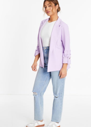 Quiz Lilac Petite Ruched Sleeve Tailored Blazer