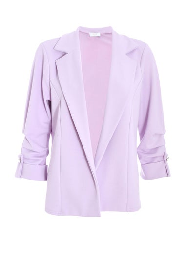 Quiz Lilac Petite Ruched Sleeve Tailored Blazer